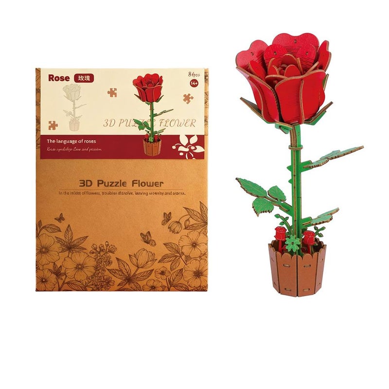 3D wooden building block rose bouquet handmade Valentine's Day gift, birthday gift for girls, flower potted plant toy